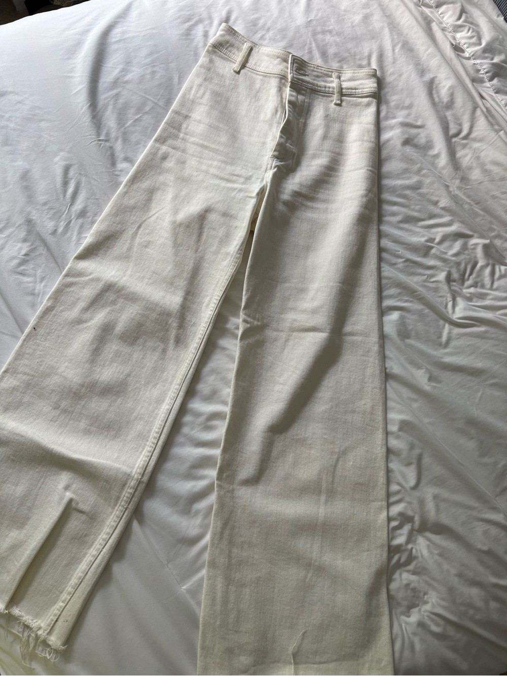 Zara Men's Wide-Leg Cream Chinos